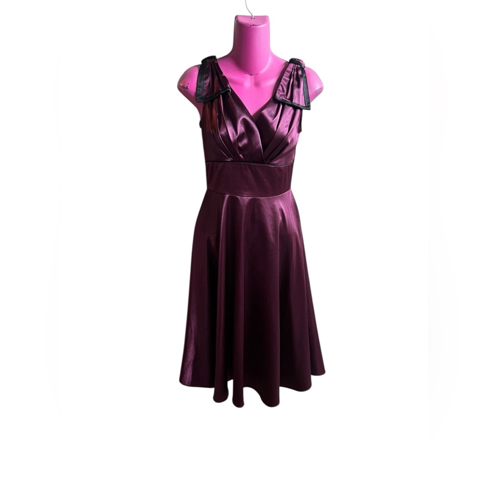 Stop Staring S burgundy satin dress